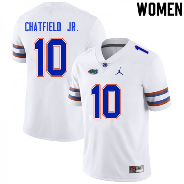 Women #10 Andrew Chatfield Jr. Florida Gators College Football Jersey White